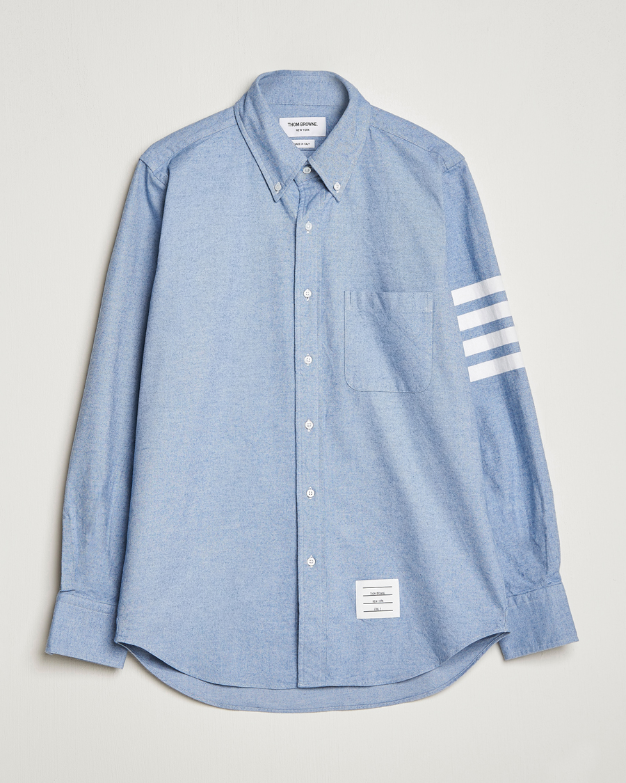 Mies | Kauluspaidat | Thom Browne | 4-Bar Flannel Shirt Light Blue