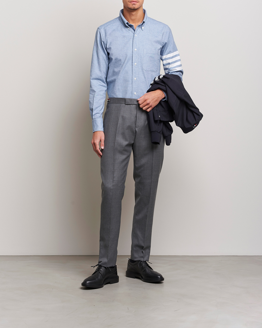 Mies | Kauluspaidat | Thom Browne | 4-Bar Flannel Shirt Light Blue