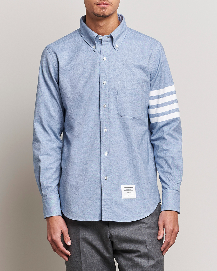 Mies |  | Thom Browne | 4-Bar Flannel Shirt Light Blue