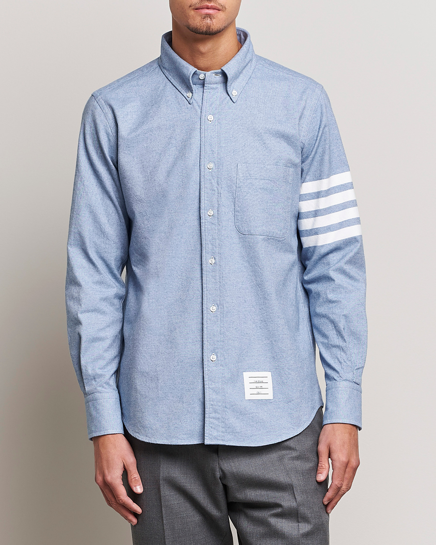 Mies | Kauluspaidat | Thom Browne | 4-Bar Flannel Shirt Light Blue