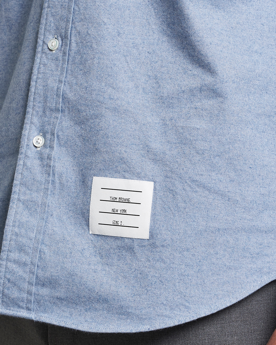 Mies | Kauluspaidat | Thom Browne | 4-Bar Flannel Shirt Light Blue