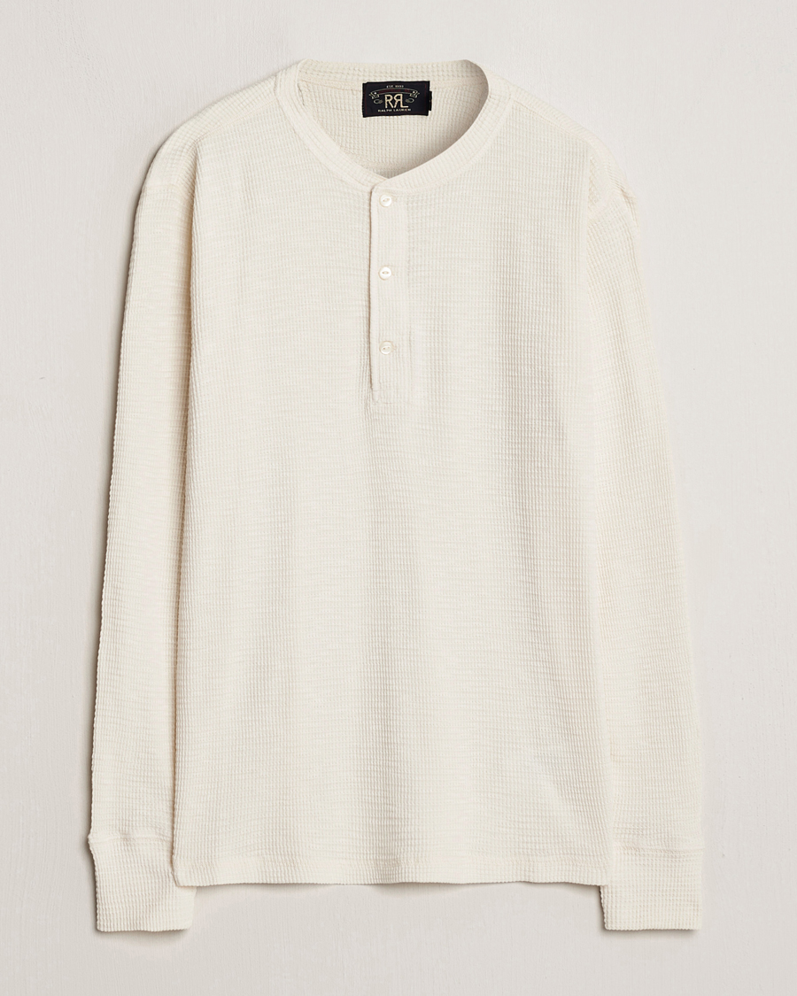 Mies | T-paidat | RRL | Long Sleeve Henley Paper White