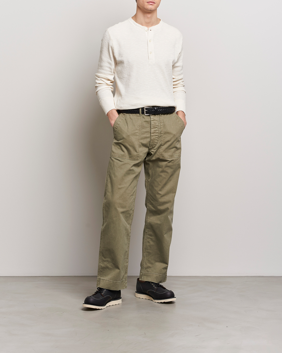 Mies | T-paidat | RRL | Long Sleeve Henley Paper White