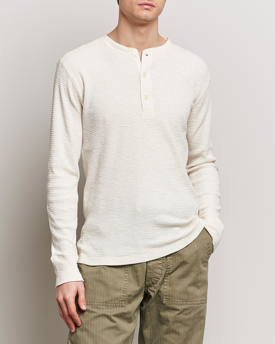 Mies | T-paidat | RRL | Long Sleeve Henley Paper White