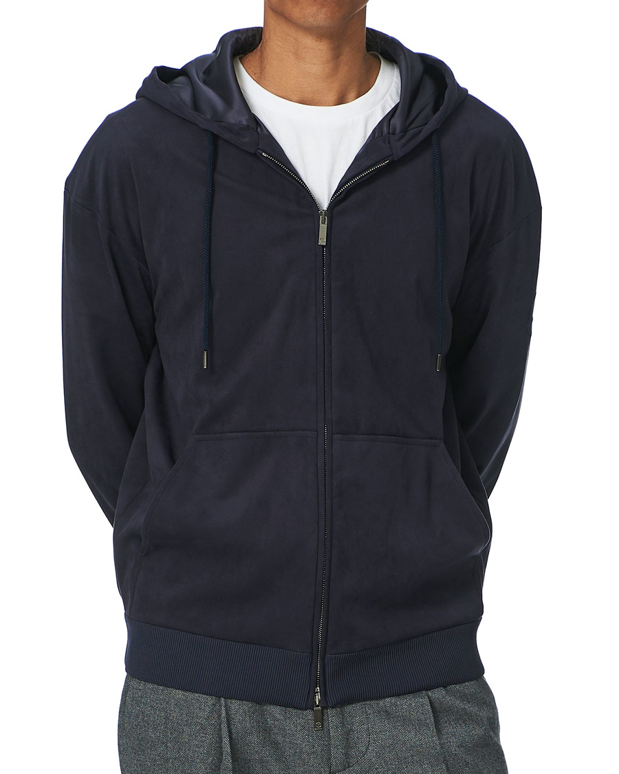 Mies | Takit | Giorgio Armani | Alcantara Hooded Blouson Navy