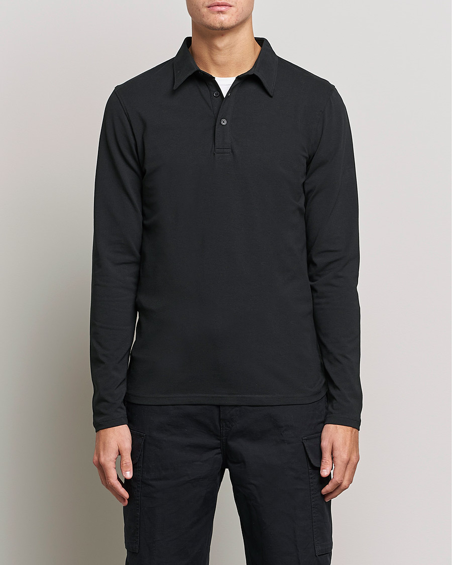 Mies | Puserot | Bread & Boxers | Long Sleeve Jersey Polo Black