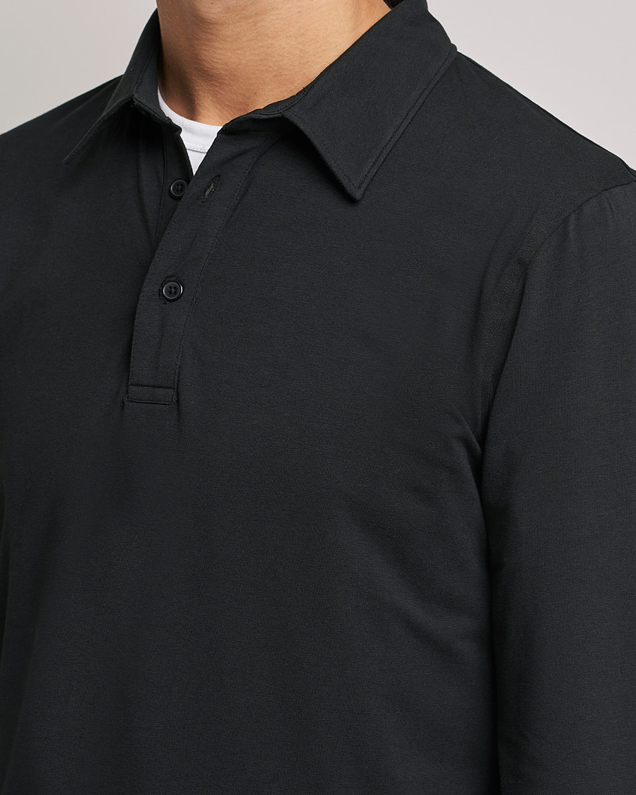 Mies | Puserot | Bread & Boxers | Long Sleeve Jersey Polo Black