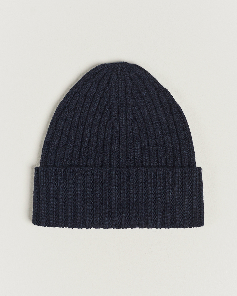 Mies | Pipot | Piacenza Cashmere | Ribbed Cashmere Beanie Navy