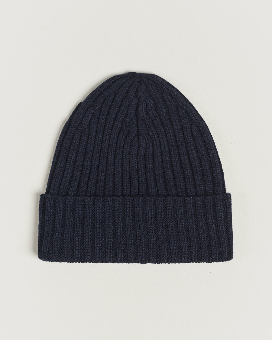 Mies | Pipot | Piacenza Cashmere | Ribbed Cashmere Beanie Navy