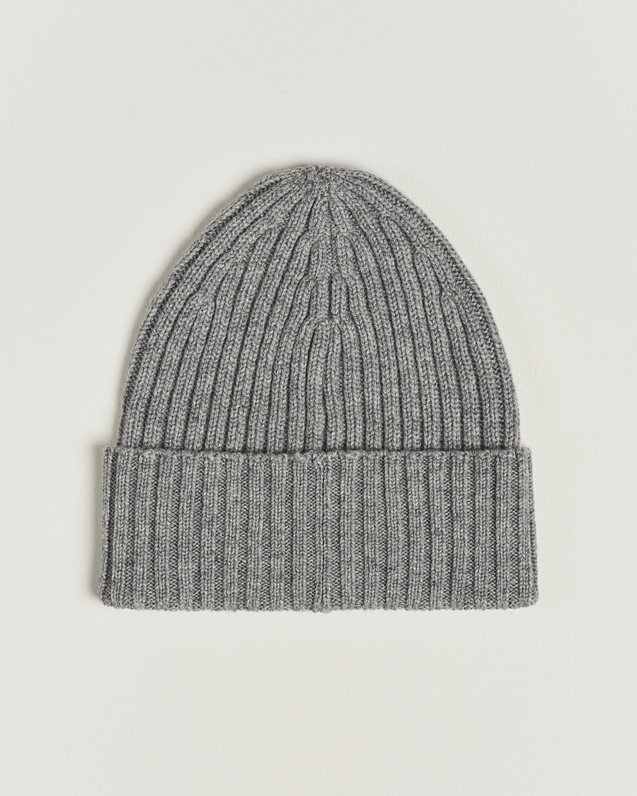 Mies | Pipot | Piacenza Cashmere | Ribbed Cashmere Beanie Grey Melange