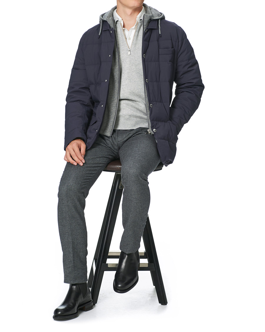 Mies | Takit | Brunello Cucinelli | Cashmere Lined Hooded Jacket Navy