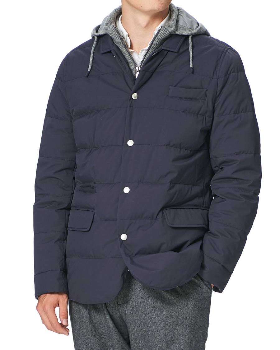 Mies | Takit | Brunello Cucinelli | Cashmere Lined Hooded Jacket Navy