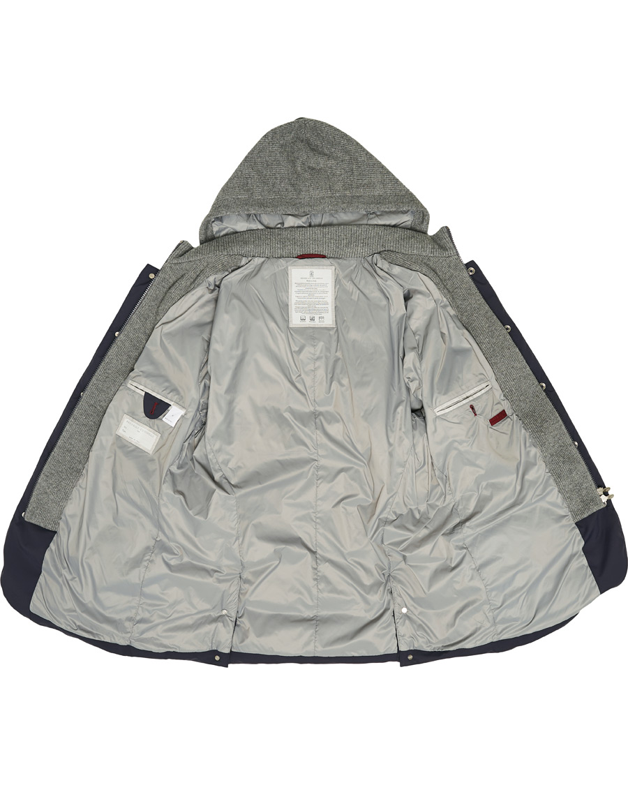 Mies | Takit | Brunello Cucinelli | Cashmere Lined Hooded Jacket Navy