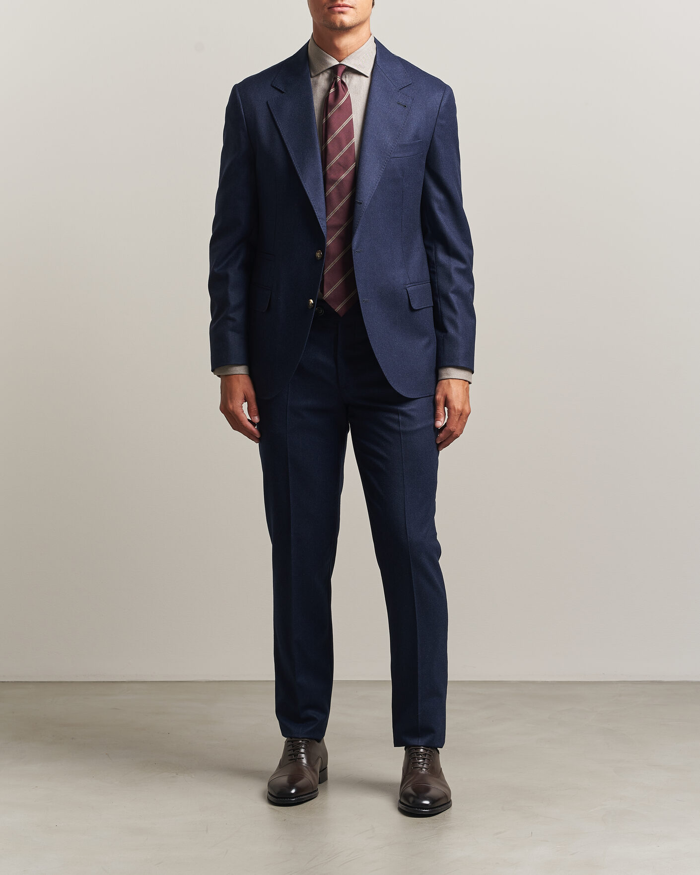 Mies | Housut | Brunello Cucinelli | Slim Fit Flannel Trousers Navy