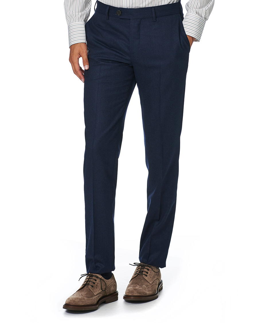 Mies |  | Brunello Cucinelli | Slim Fit Flannel Trousers Dark Blue
