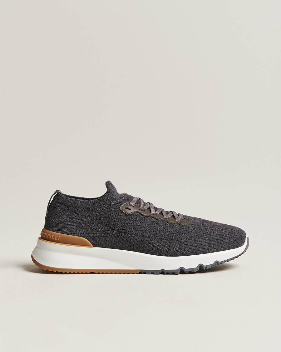 Mies |  | Brunello Cucinelli | Flannel Running Sneakers Dark Grey