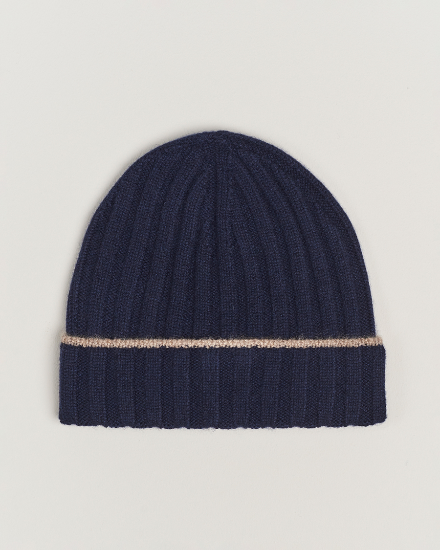 Mies | Brunello Cucinelli Cashmere Contrast Beanie Navy | Brunello Cucinelli | Cashmere Contrast Beanie Navy