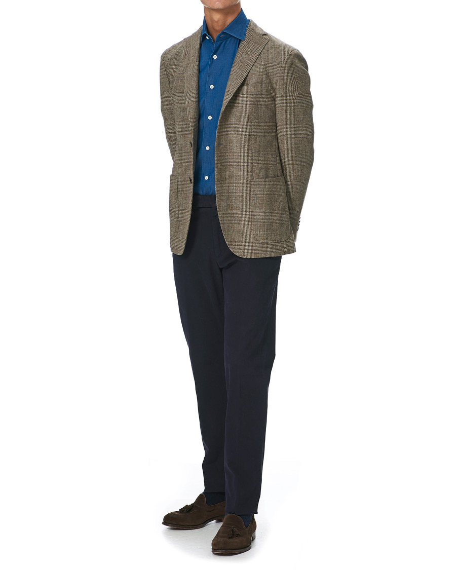 Mies | Kauluspaidat | Mazzarelli | Cut Away Down Denim Shirt Dark Indigo