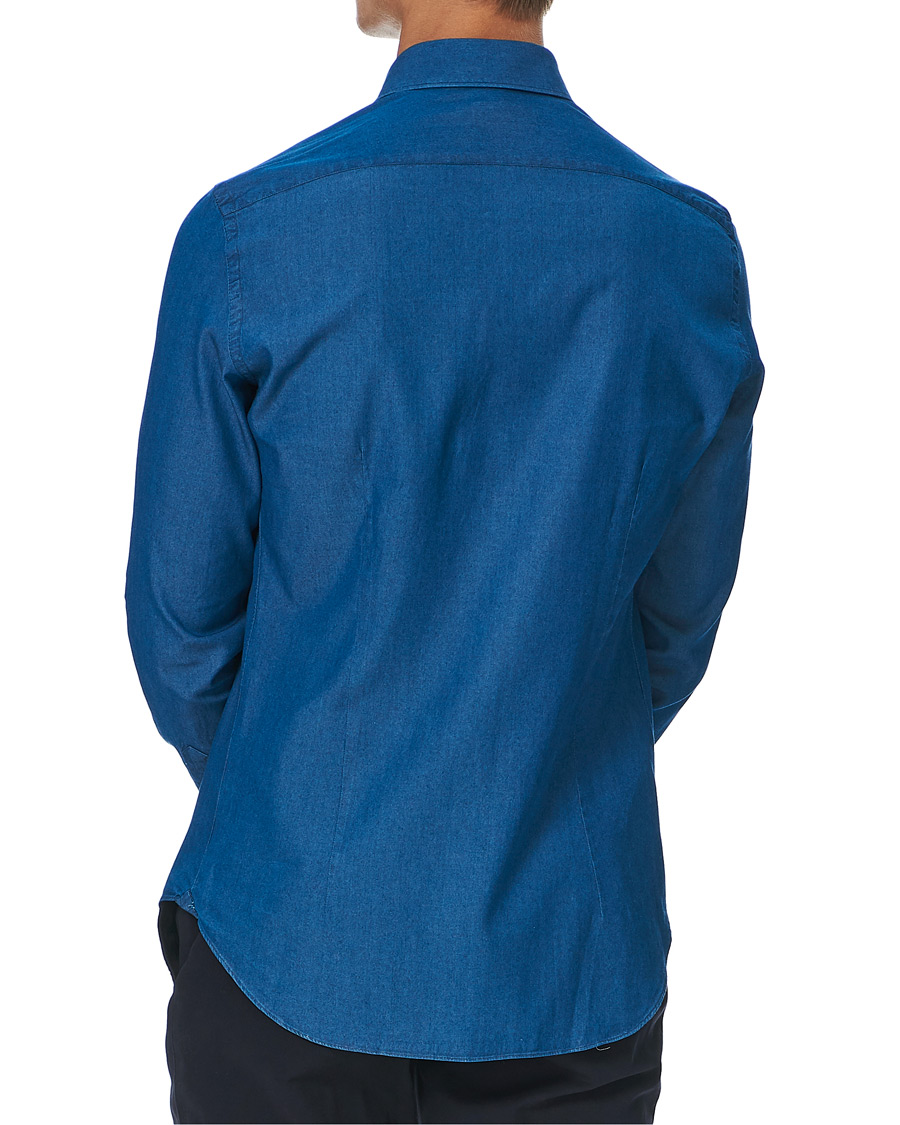 Mies | Kauluspaidat | Mazzarelli | Cut Away Down Denim Shirt Dark Indigo