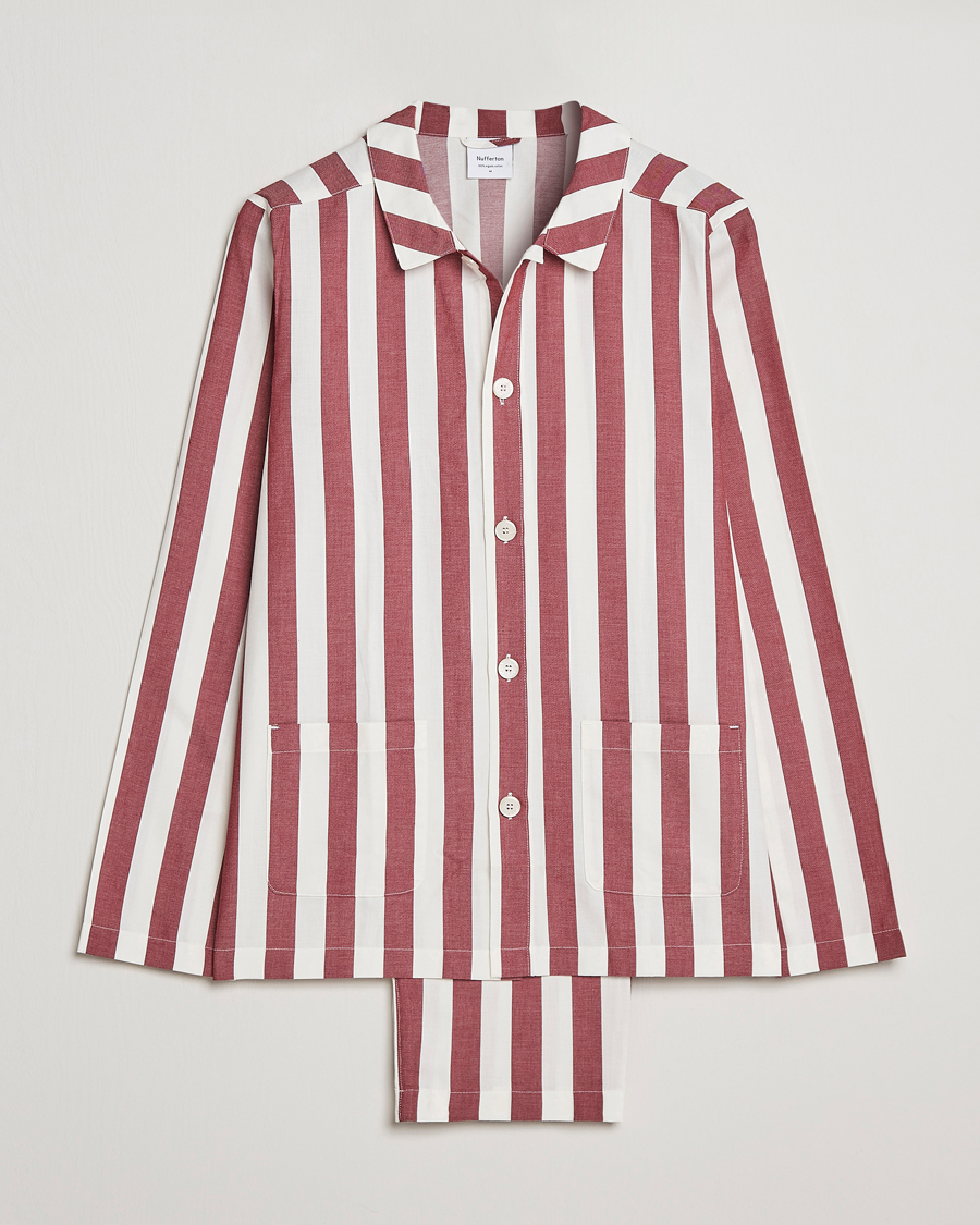 Mies | Yöpuvut ja kylpytakit | Nufferton | Uno Striped Pyjama Set Red/White