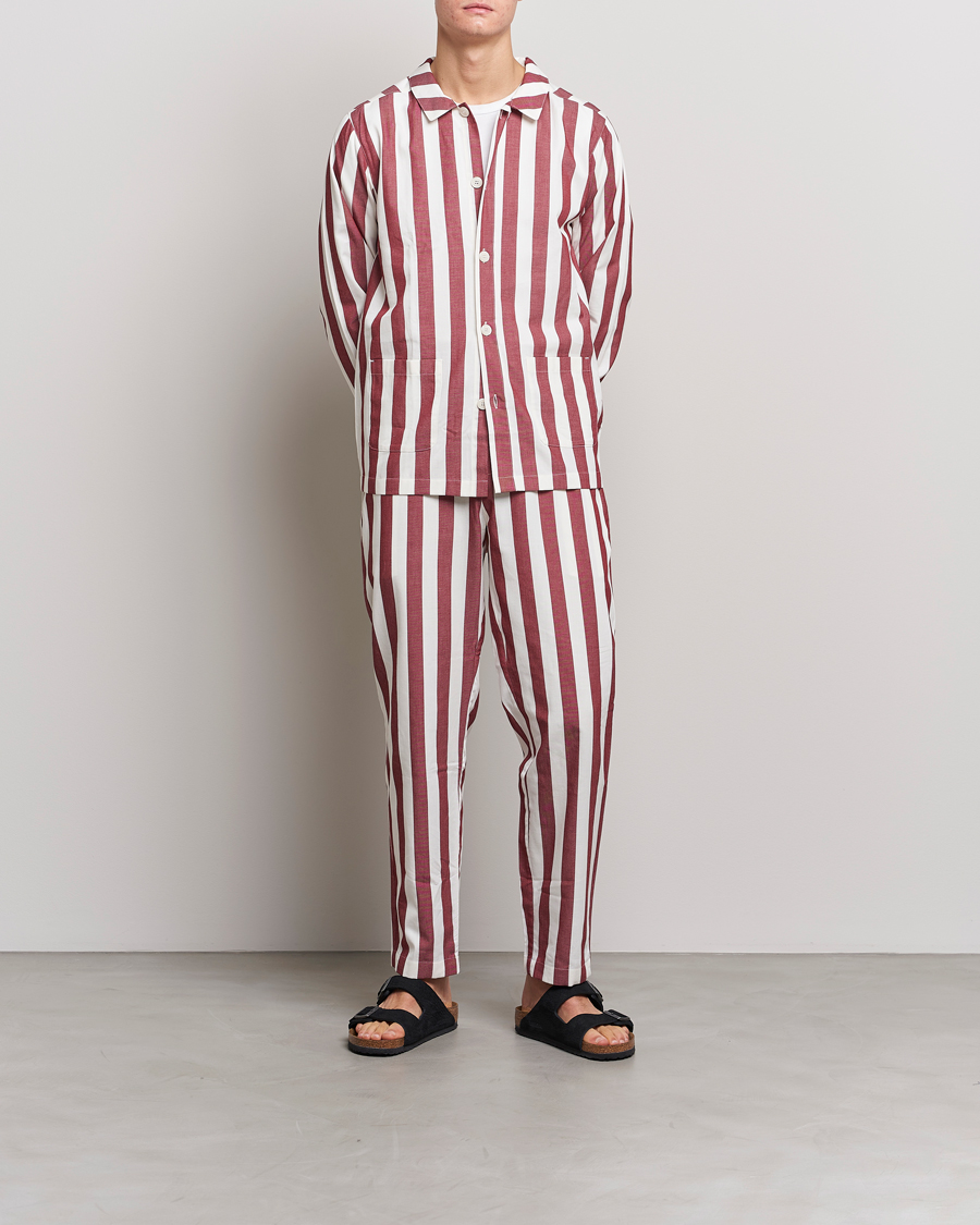 Mies | Yöpuvut ja kylpytakit | Nufferton | Uno Striped Pyjama Set Red/White