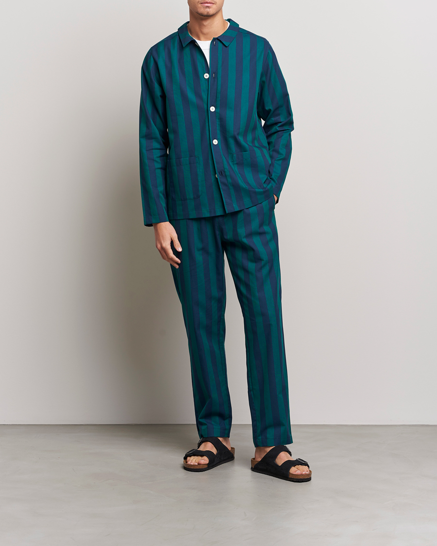 Mies | Yöpuvut ja kylpytakit | Nufferton | Uno Striped Pyjama Set Blue/Green