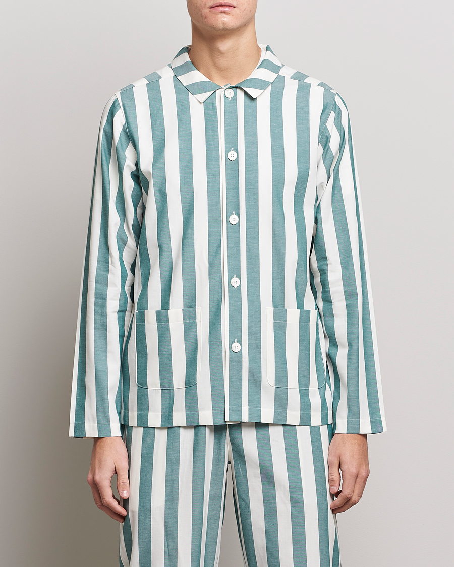 Mies | Yöpuvut ja kylpytakit | Nufferton | Uno Striped Pyjama Set Green/White