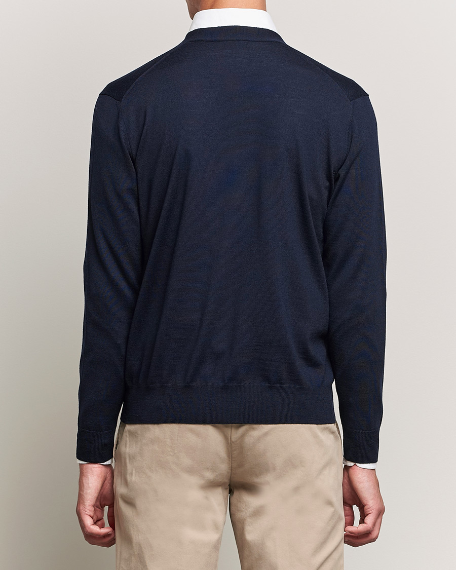 Mies | Puserot | Canali | Merino Wool Cardigan Navy
