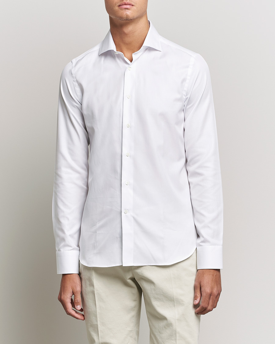 Mies | Bisnespaidat | Canali | Slim Fit Cotton Shirt White