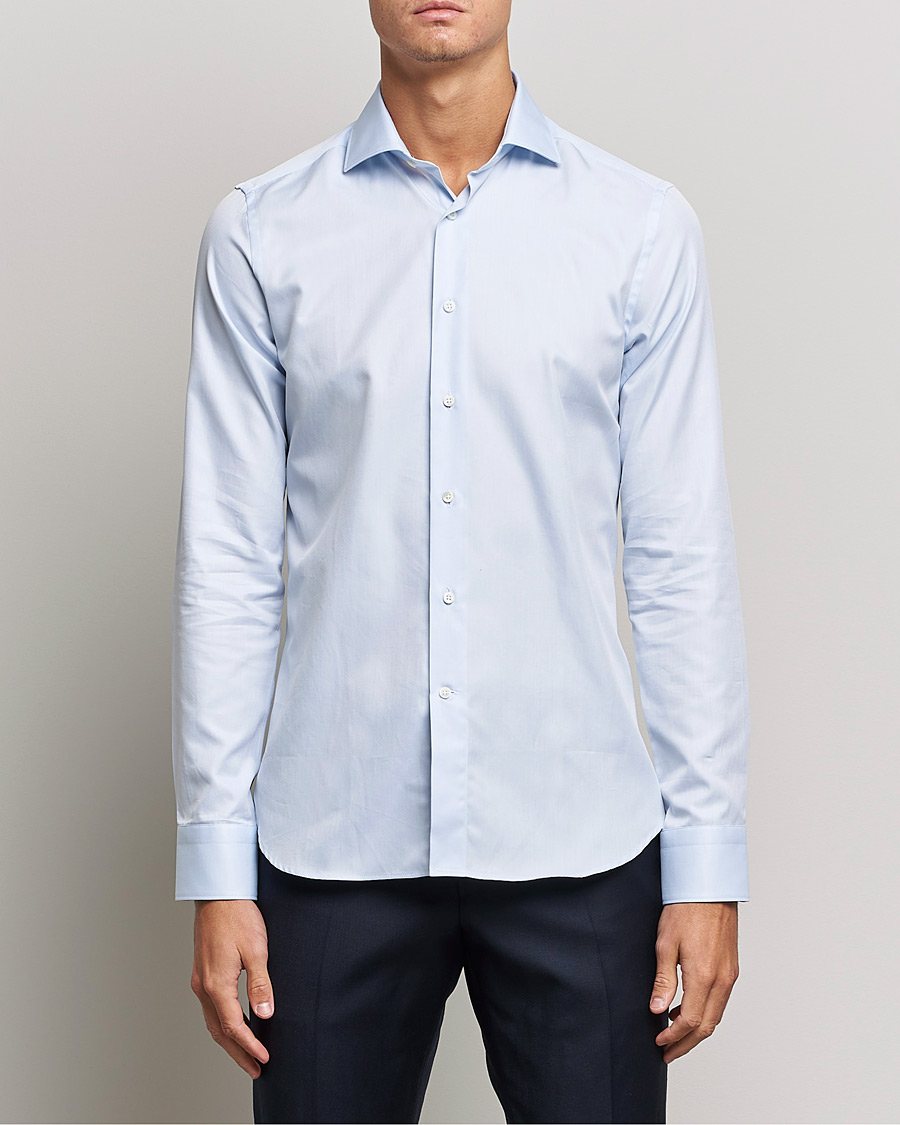 Mies | Bisnespaidat | Canali | Slim Fit Cotton Shirt Light Blue