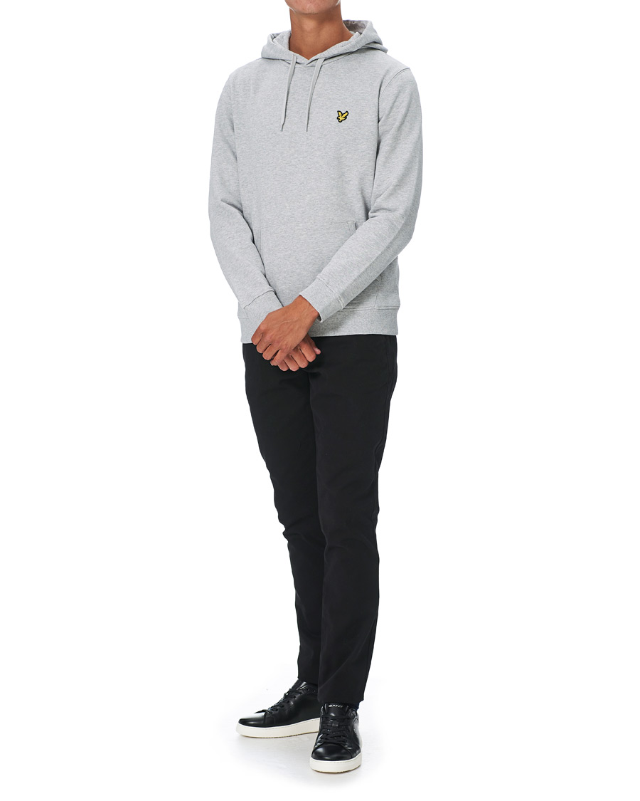 Mies | Puserot | Lyle & Scott | Organic Cotton Pullover Hoodie Light Grey Melange