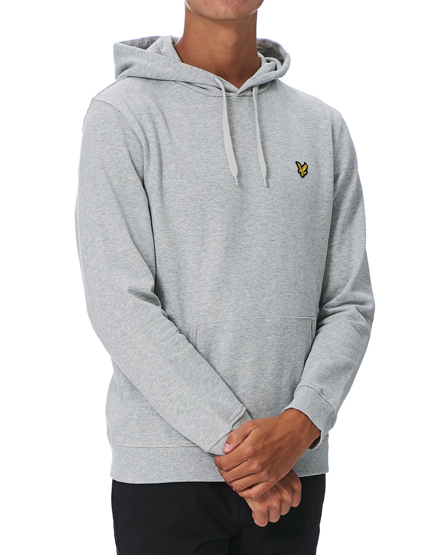 Mies | Puserot | Lyle & Scott | Organic Cotton Pullover Hoodie Light Grey Melange