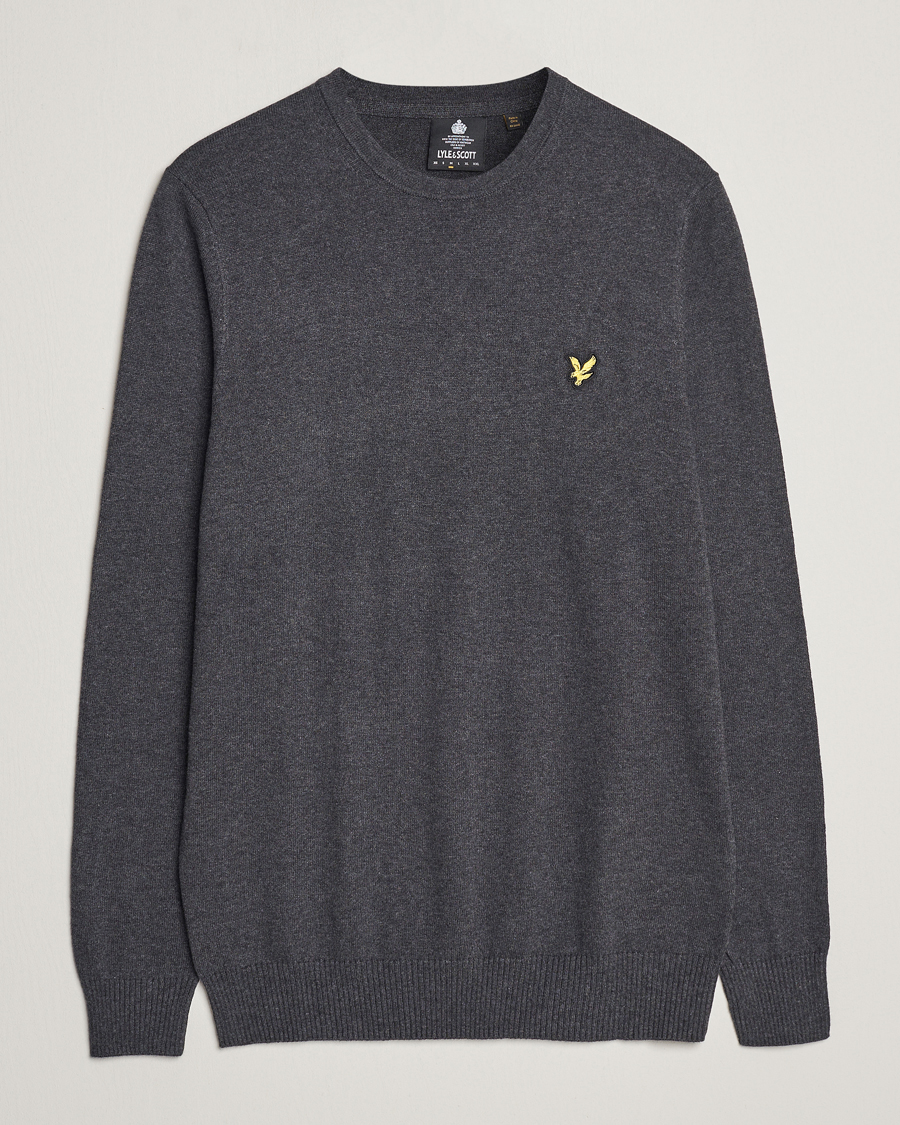Mies | Puserot | Lyle & Scott | Cotton/Merino Crew Neck Jumper Charcoal Marl