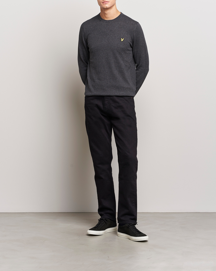 Mies | Puserot | Lyle & Scott | Cotton/Merino Crew Neck Jumper Charcoal Marl