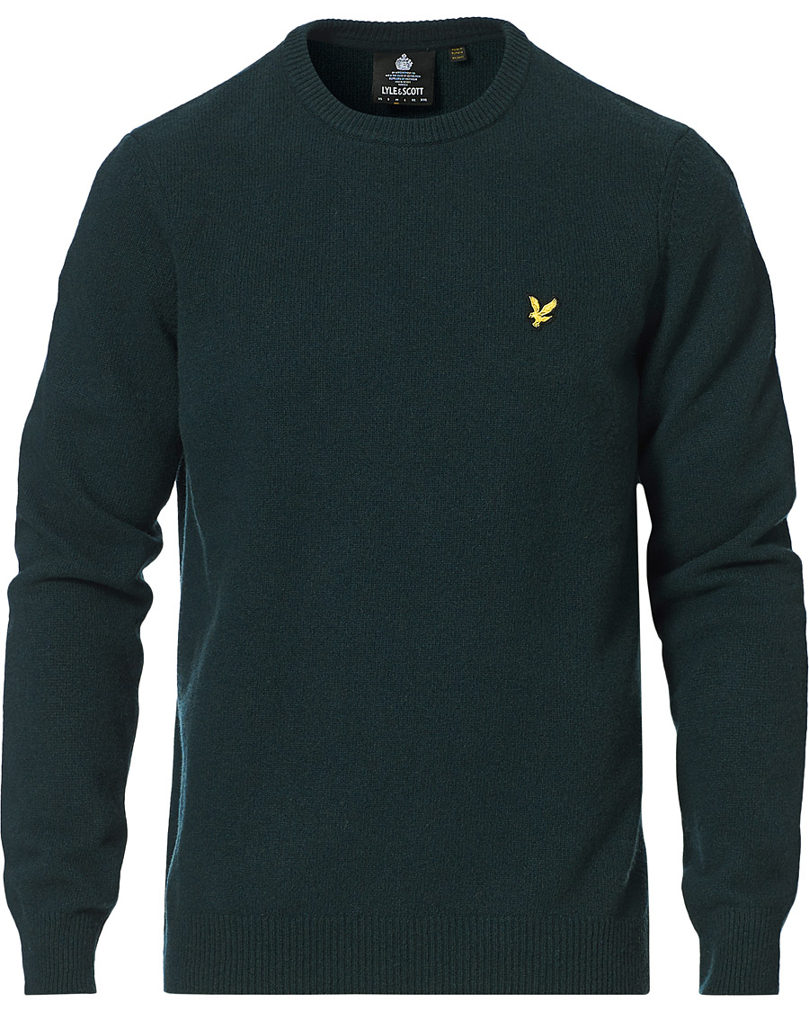 Mies | Puserot | Lyle & Scott | Lambswool Crew Neck Pullover Dark Green Marl