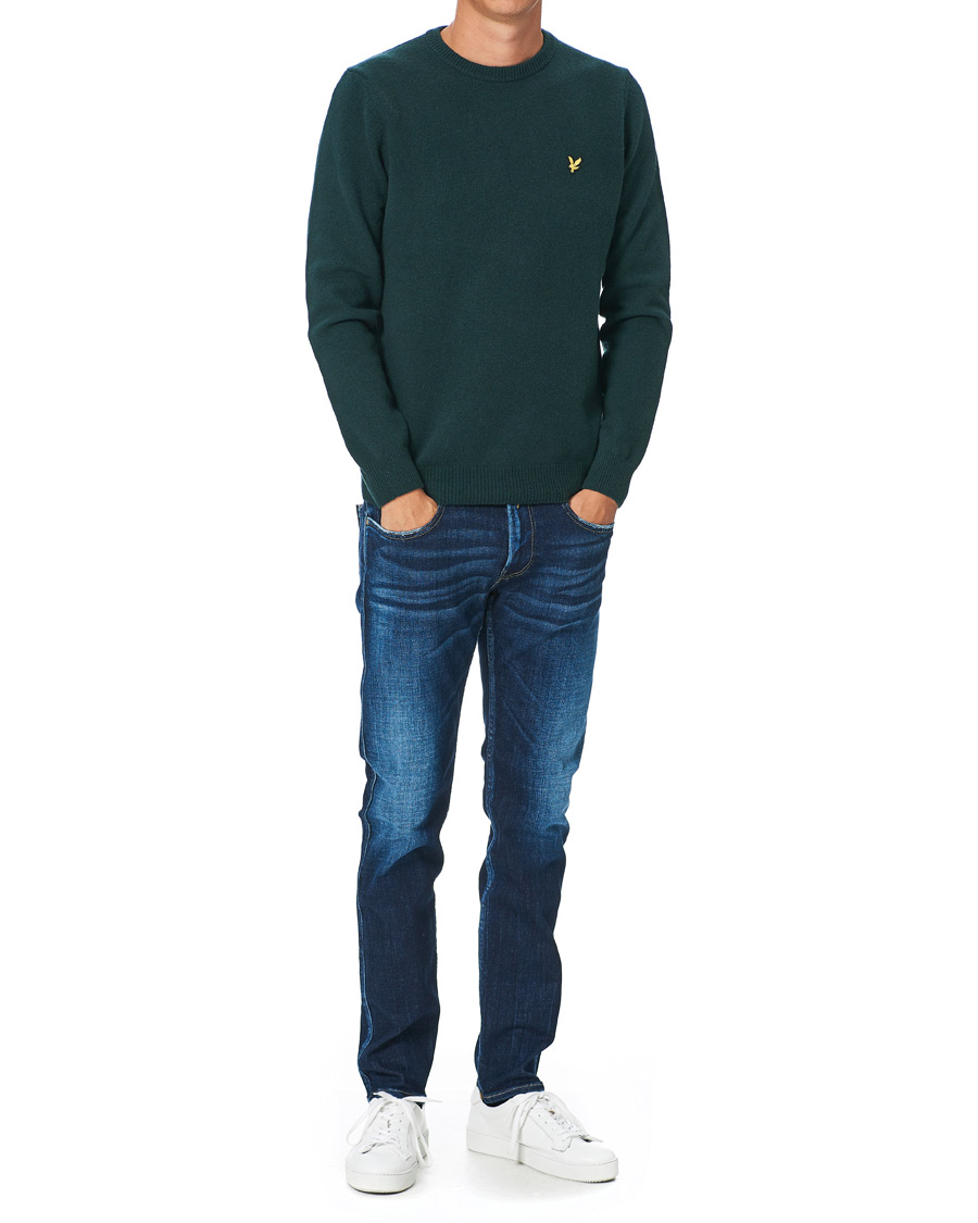 Mies | Puserot | Lyle & Scott | Lambswool Crew Neck Pullover Dark Green Marl