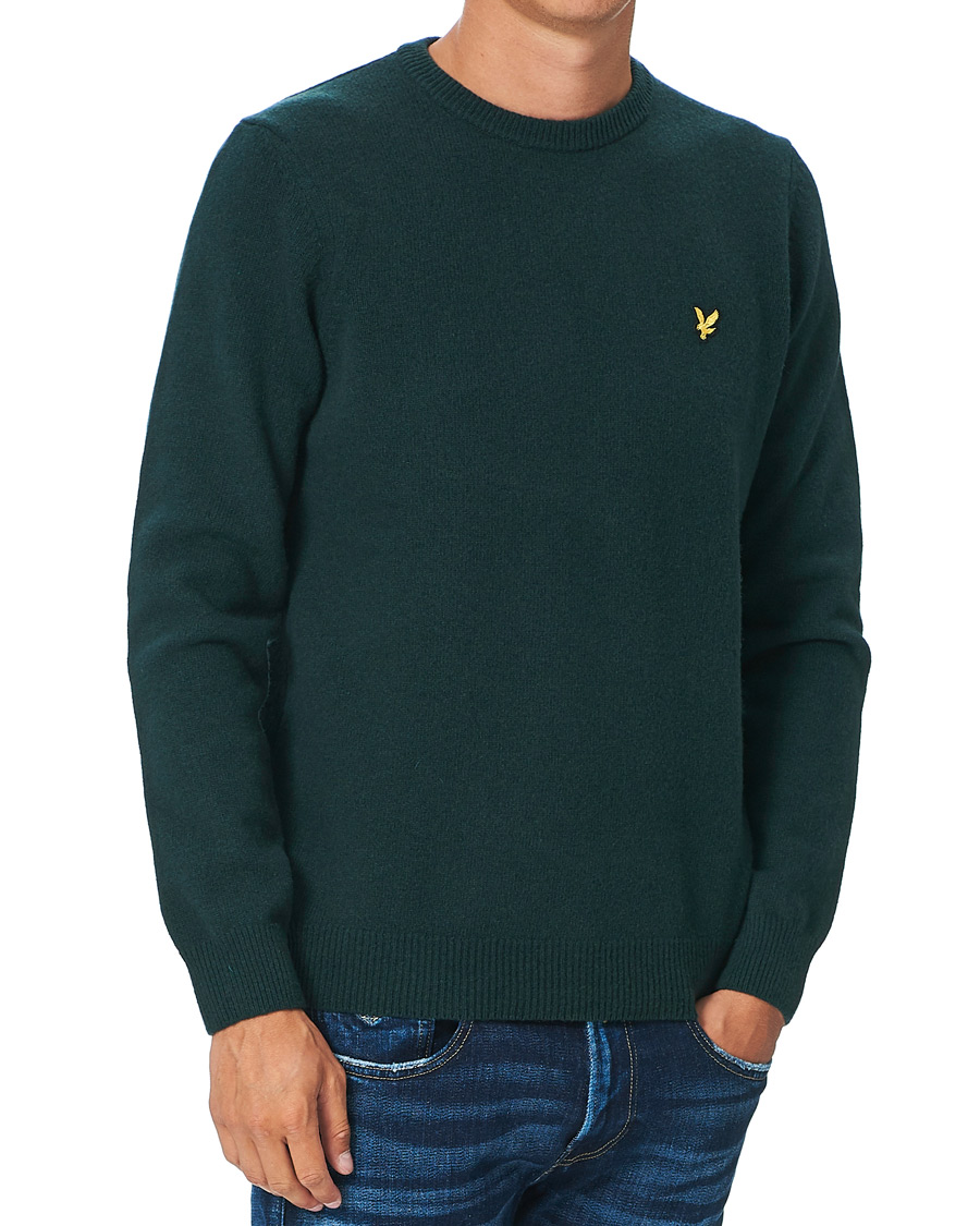 Mies | Puserot | Lyle & Scott | Lambswool Crew Neck Pullover Dark Green Marl