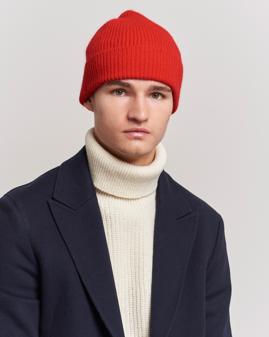 Mies | Le Bonnet Lambswool/Caregora Beanie Crimsom Red | Le Bonnet | Lambswool/Caregora Beanie Crimsom Red
