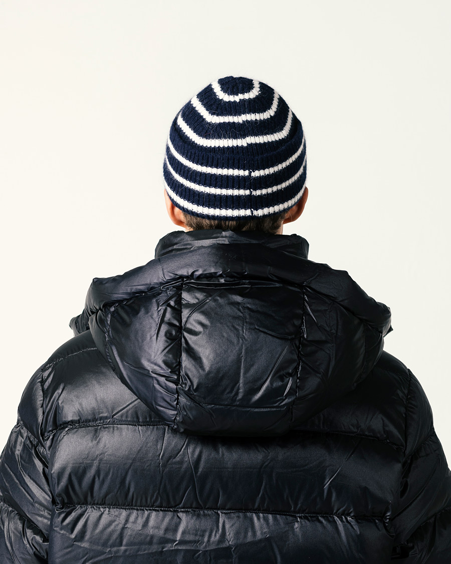 Mies | Pipot | Le Bonnet | Lambswool/Caregora Beanie Midnight Stripe