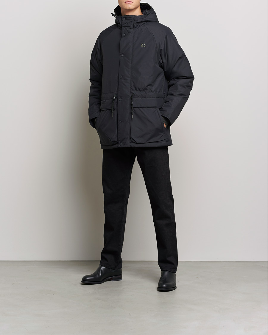 Mies | Parkatakit | Fred Perry | Padded Zip Through Parka  Black