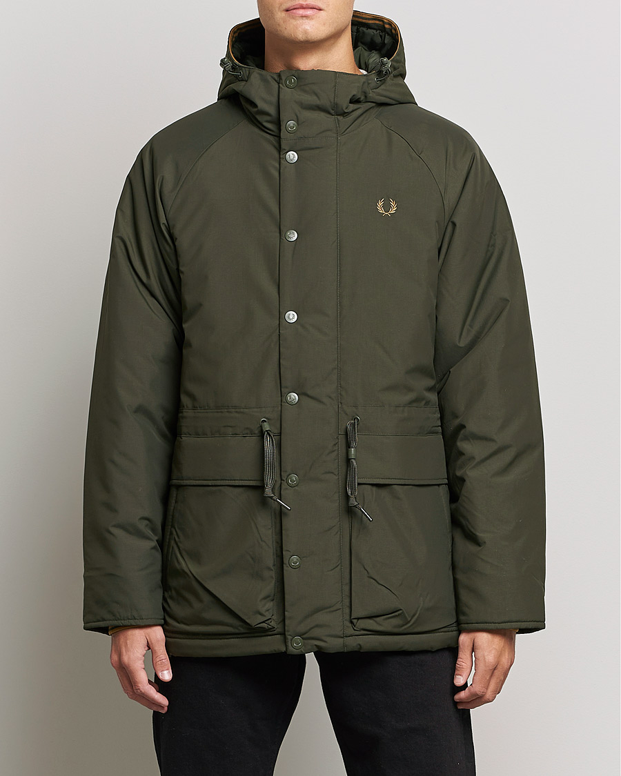 Mies |  | Fred Perry | Padded Zip Through Parka  Hunting Green