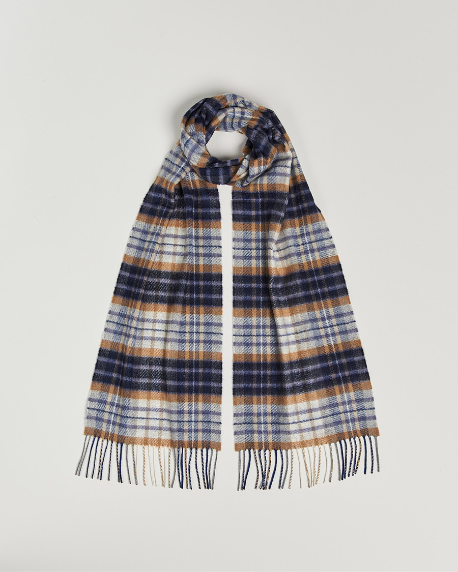 Mies | Johnstons of Elgin Cashmere Scarf Navy/Brown | Johnstons of Elgin | Cashmere Scarf Navy/Brown