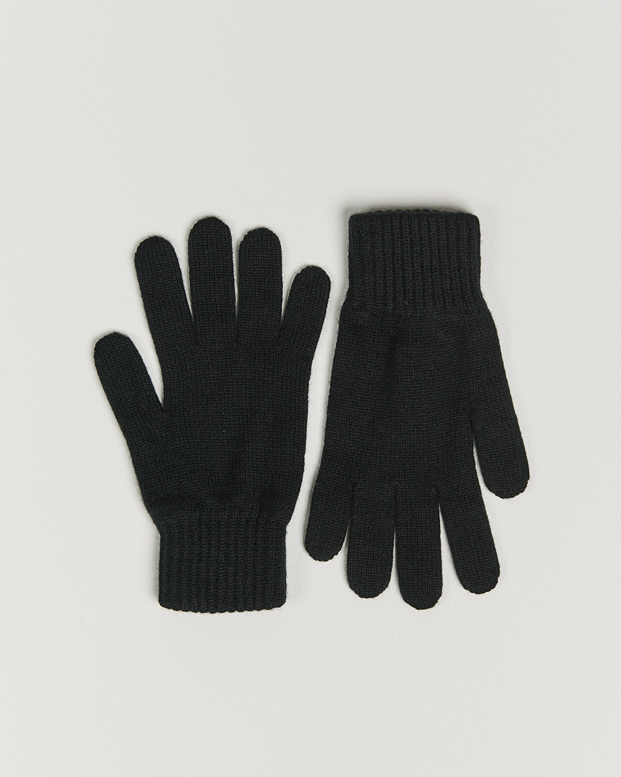 Mies | Johnstons of Elgin Knitted Cashmere Gloves Black | Johnstons of Elgin | Knitted Cashmere Gloves Black