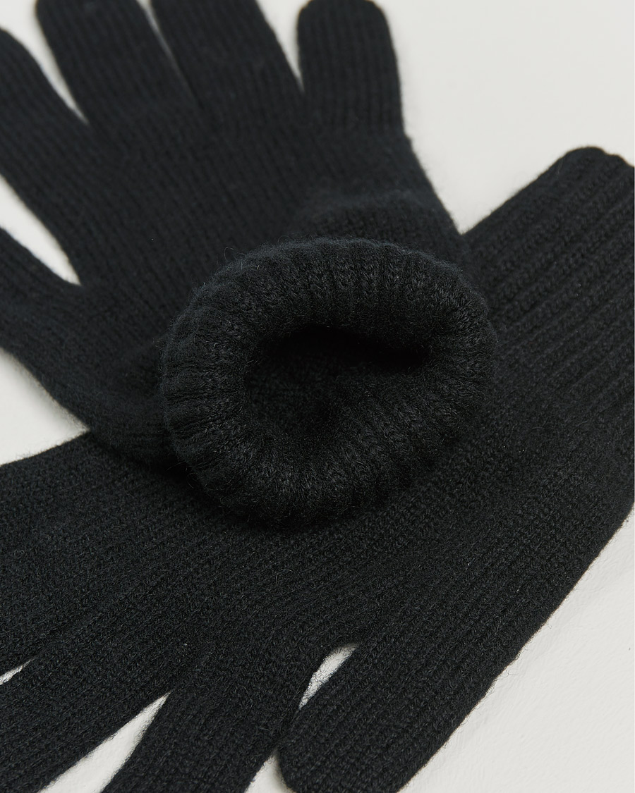 Mies |  | Johnstons of Elgin | Knitted Cashmere Gloves Black