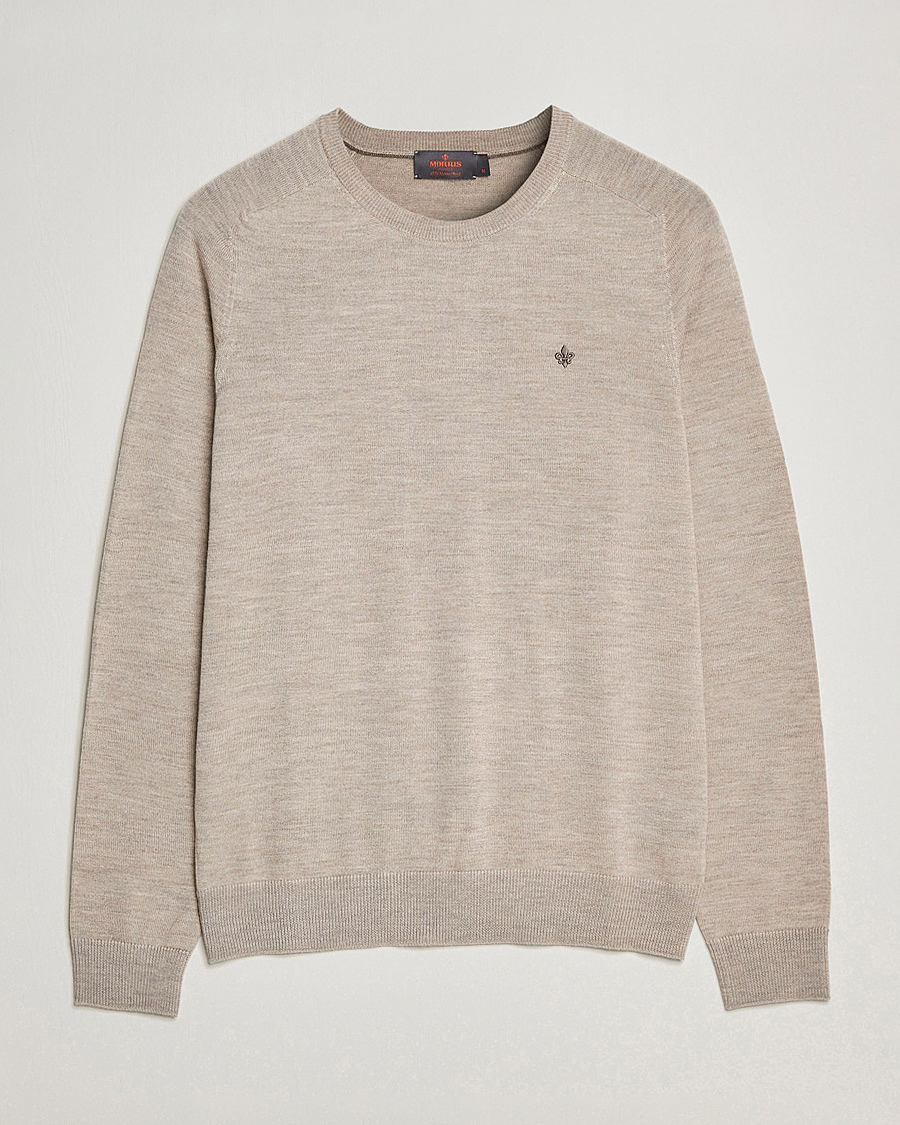 Mies | Puserot | Morris | Merino O-Neck Khaki Melange