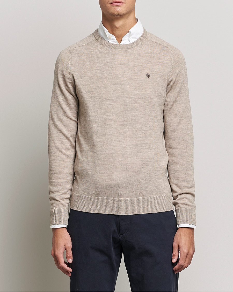 Mies | Puserot | Morris | Merino O-Neck Khaki Melange