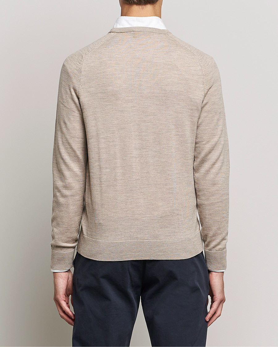 Mies | Puserot | Morris | Merino O-Neck Khaki Melange