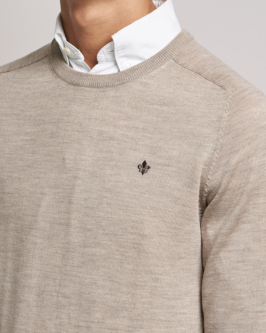 Mies | Puserot | Morris | Merino O-Neck Khaki Melange