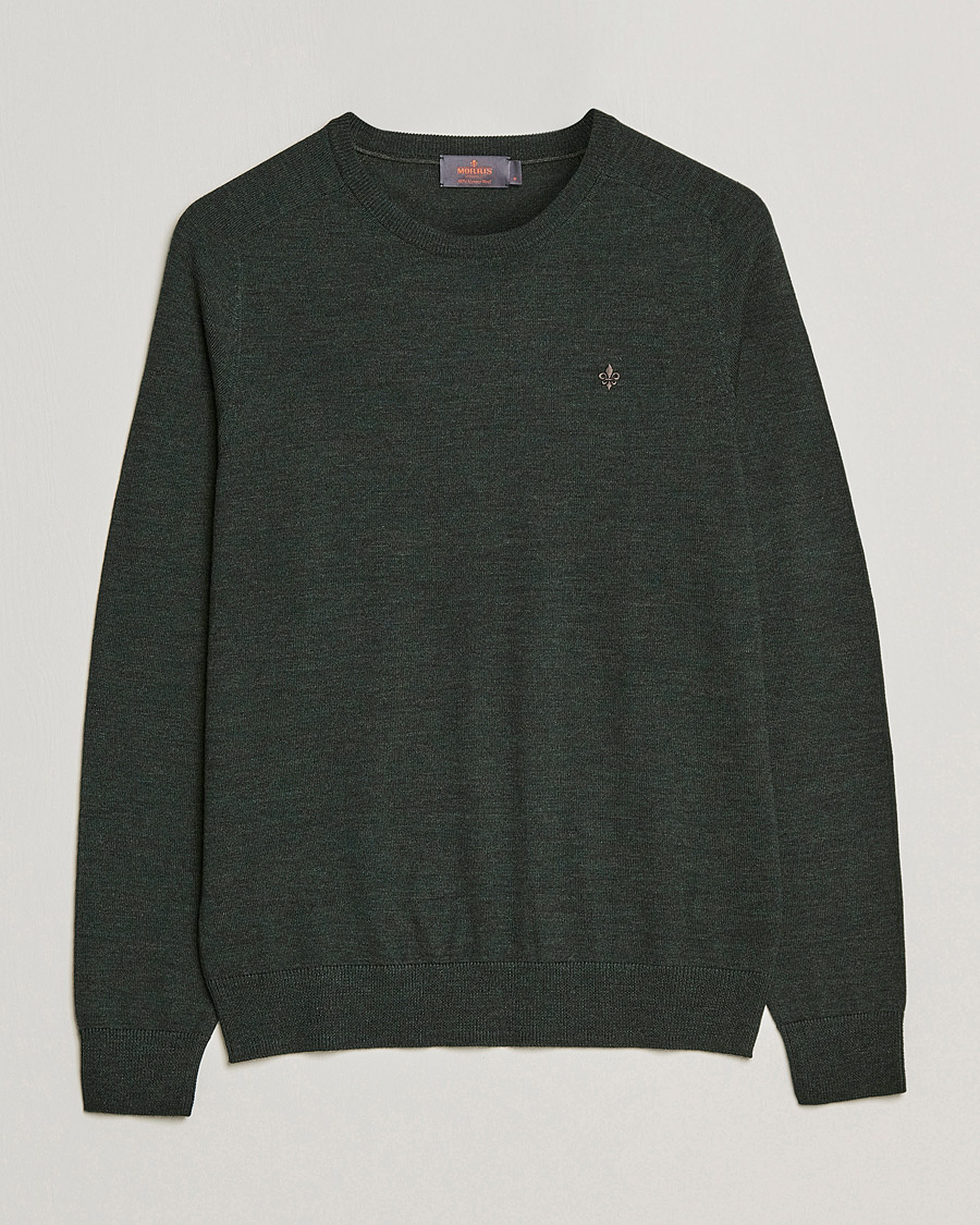 Mies | Puserot | Morris | Merino O-neck Olive Melange