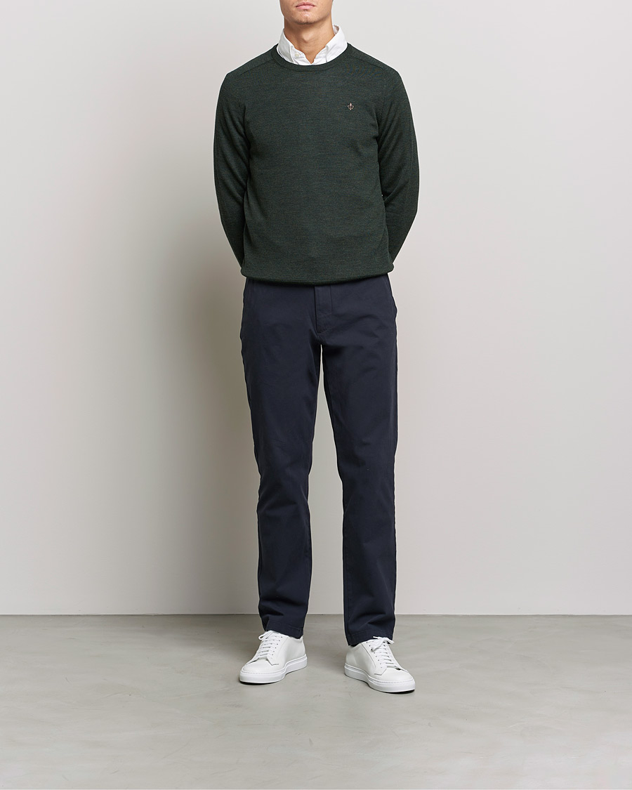 Mies | Puserot | Morris | Merino O-neck Olive Melange